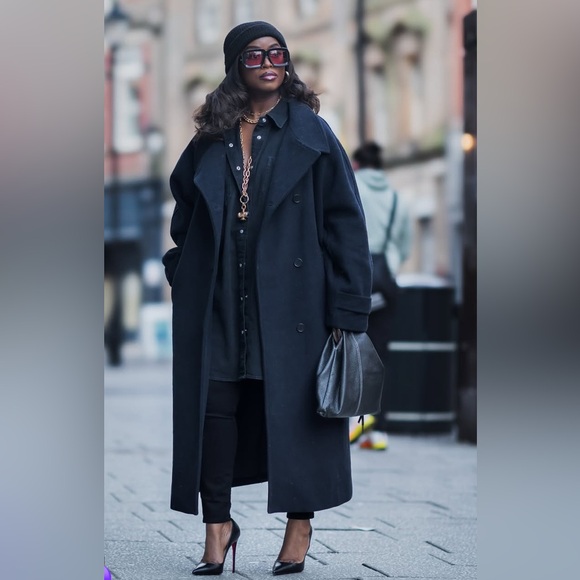 Vintage Kingsway Simpson Sears Boyfriend Wool Trench Slouch Coat Size Large - Picture 2 of 13